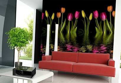 vliesové tapety - farebné tulipány