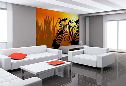 oranžová fototapeta - zebry