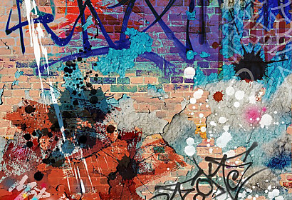 Fototapeta Graffiti tehlová stena ft-9954756