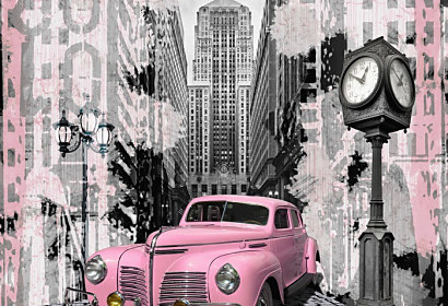 Fototapeta Vintage Ružové auto ft-71205582