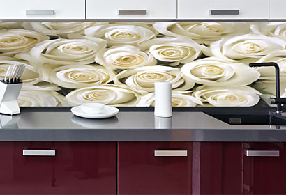 Kuchynská fototapeta - Biele ruže 266