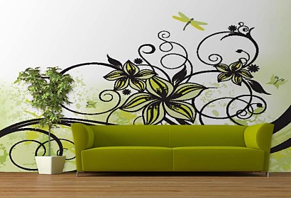 zelená fototapeta - art flowers